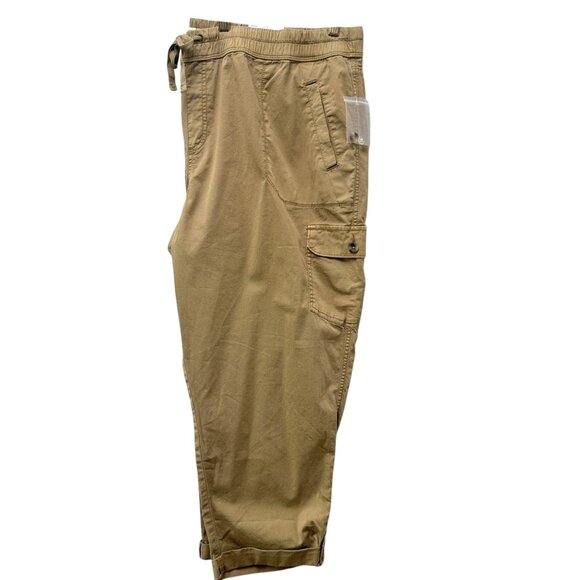 SONOMA Cargo Pants Plus Size 20W Khaki Tan Crop Capris Utility Pull on NWT - Picture 5 of 11